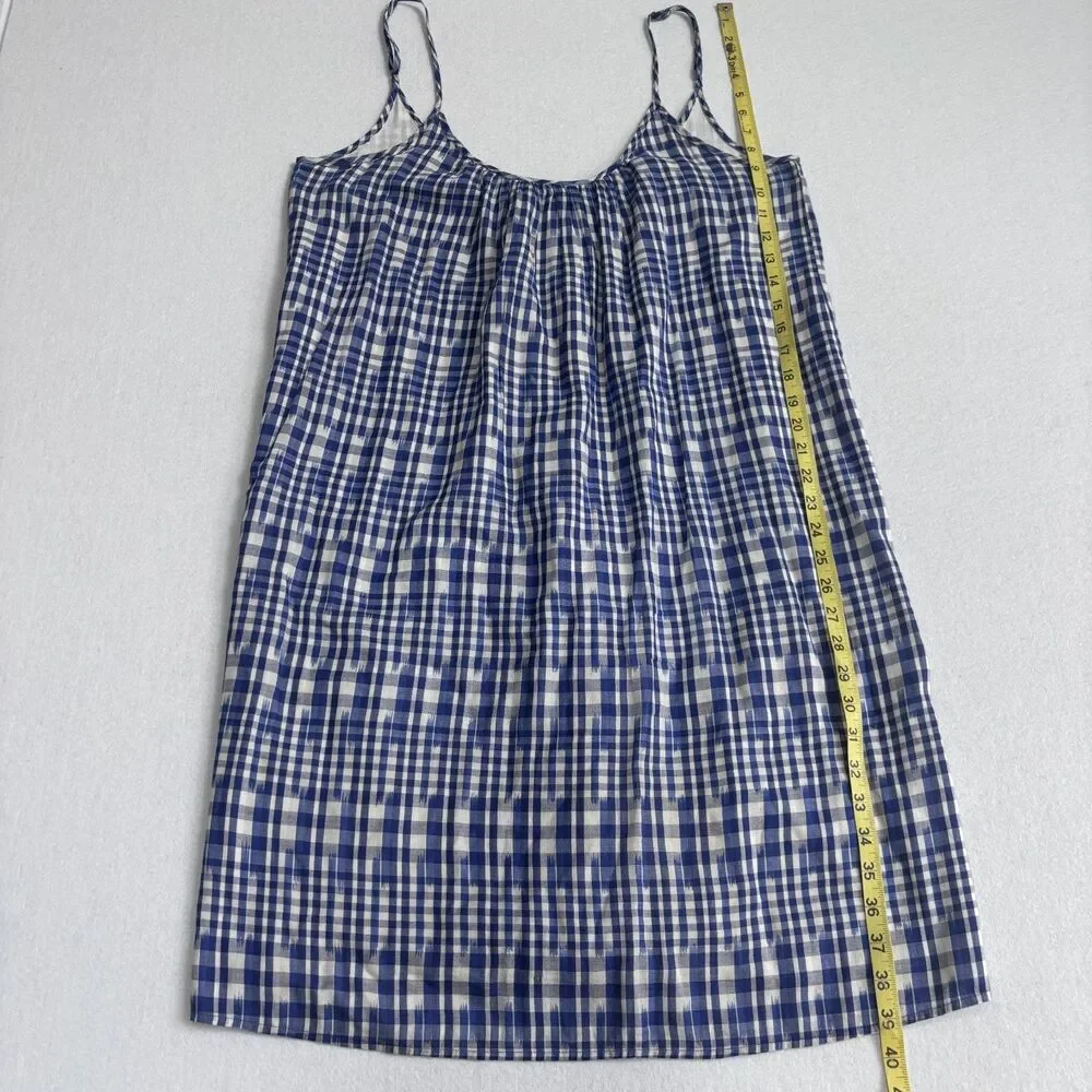 J. Crew Gingham Dress Women's M Blue White 100% Cotton Knee Length